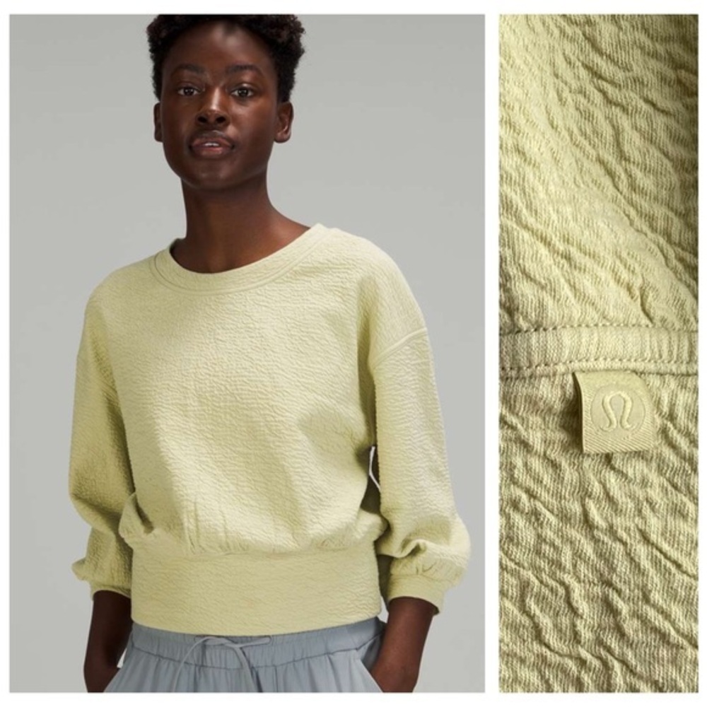 Lululemon Dew Green Textured Crewneck Pullover Sweatshirt 4 - Picture 1 of 15